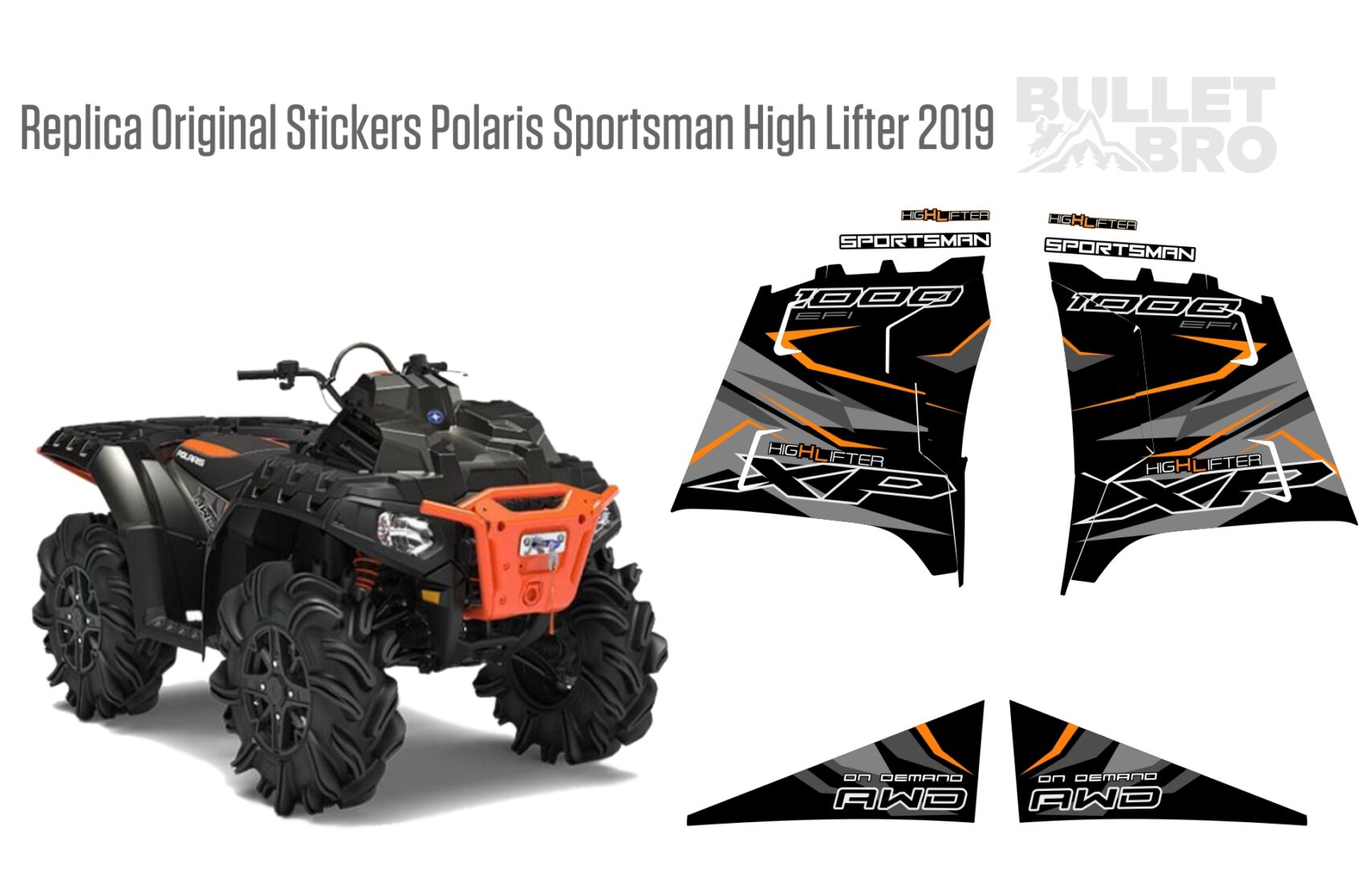 Купить оригинальные наклейки! Реплика оригинальных наклеек Polaris  Sportsman High Lifter 2019 – BULLETBRO