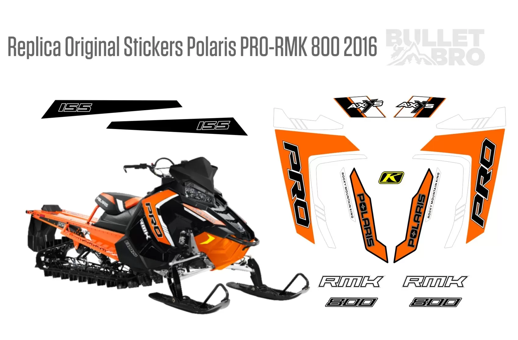 Replica original stikcers Polaris 800 PRO-RMK 2016