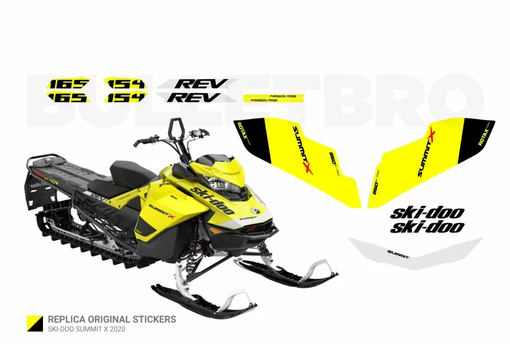 Реплика оригинальных наклеек Ski-Doo Summit X 2020 Sunburst Yellow