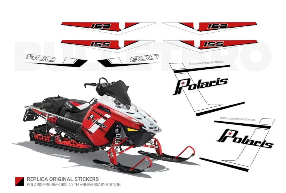 Реплика оригинальных наклеек  Polaris PRO-RMK 800 2014 60-th Anniversary Edition