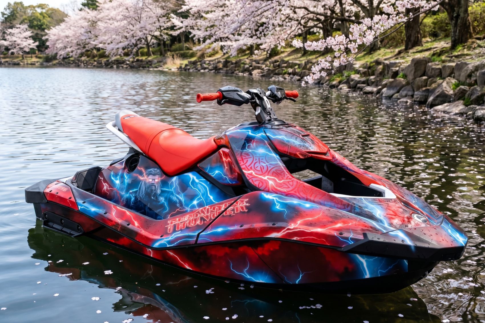 Гидроцикл BRP Sea-Doo RXP в эксклюзивном комплекте графики от Bulletbro на волне