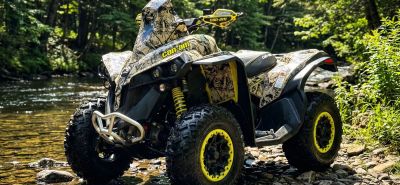 Проверка документов на квадроцикл с нанесенной яркой графикой Bulletbro в лесу