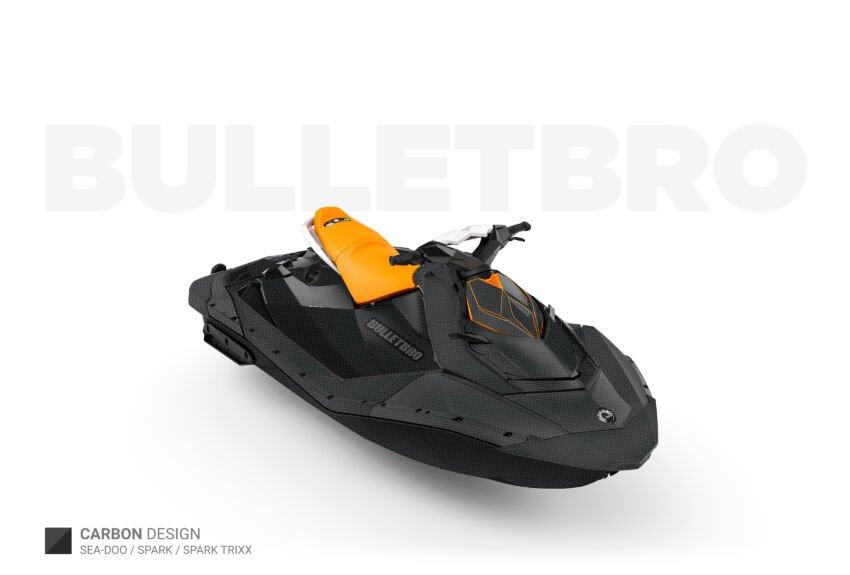 Комплект наклеек CARBON - Тёмно-серый на SEA-DOO SPARK/SPARK TRIXX