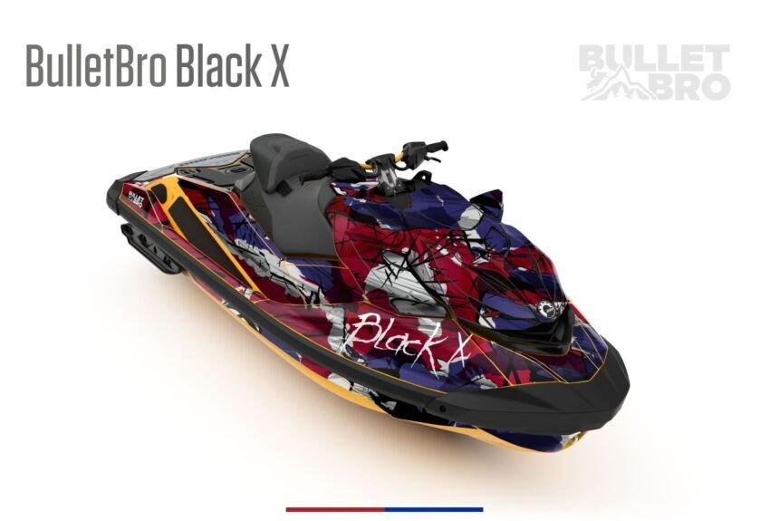 Комплект наклеек Black X - Тёмно-красный на SEA-DOO RXP-X 2021+