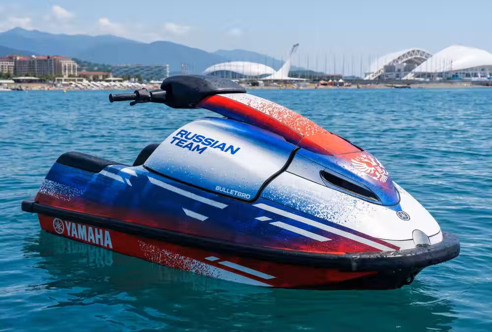 Комплект наклеек RUSSIAN TEAM на Yamaha Superjet