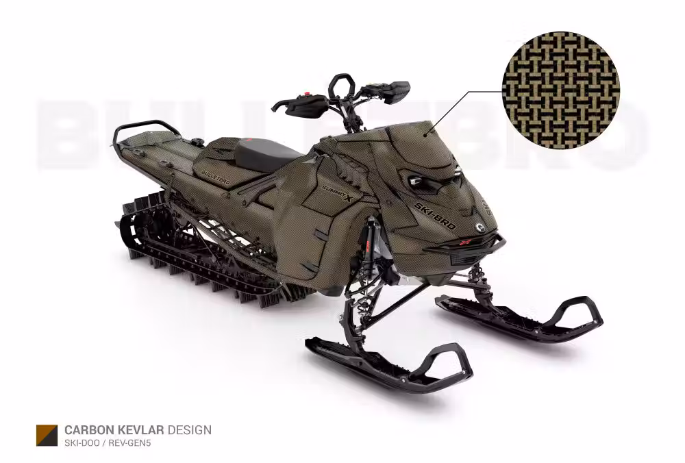 Комплект наклеек CARBON KEVLAR - Тёмно-красный на SKI-DOO REV-GEN5