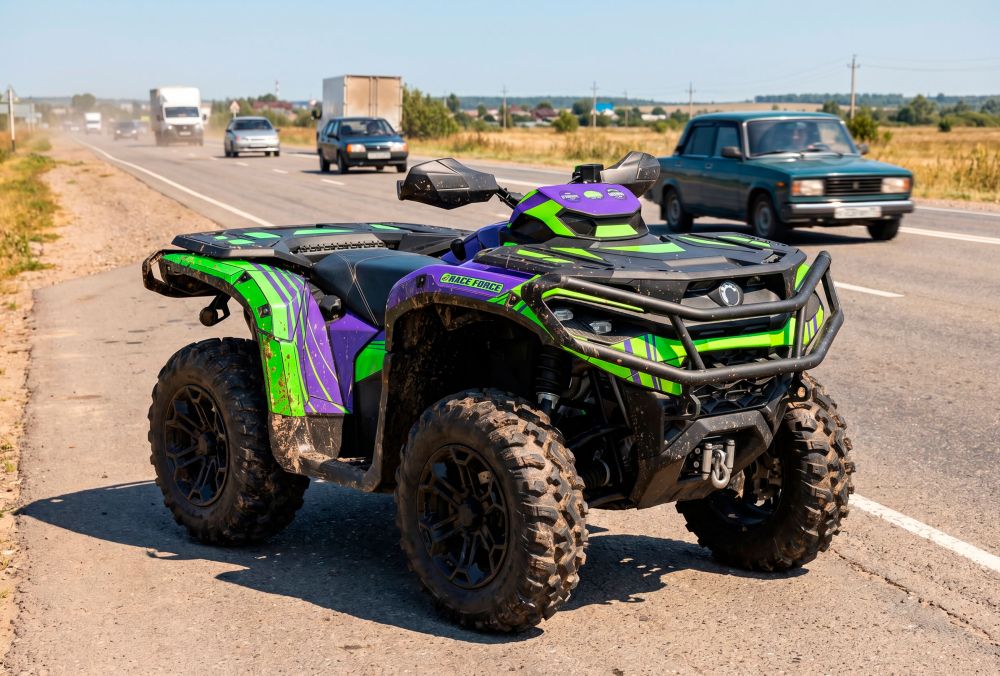 Демонстрация идеального состояния пластика квадроцикла после снятия защитной графики Bulletbro