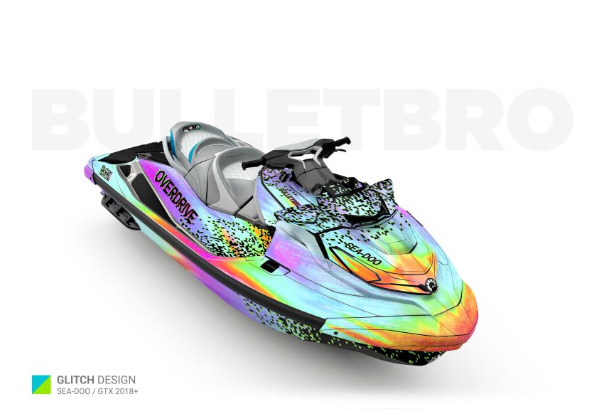 Комплект наклеек GLITCH - Серый на SEA-DOO GTX/FISH | RXT-X/WAKE